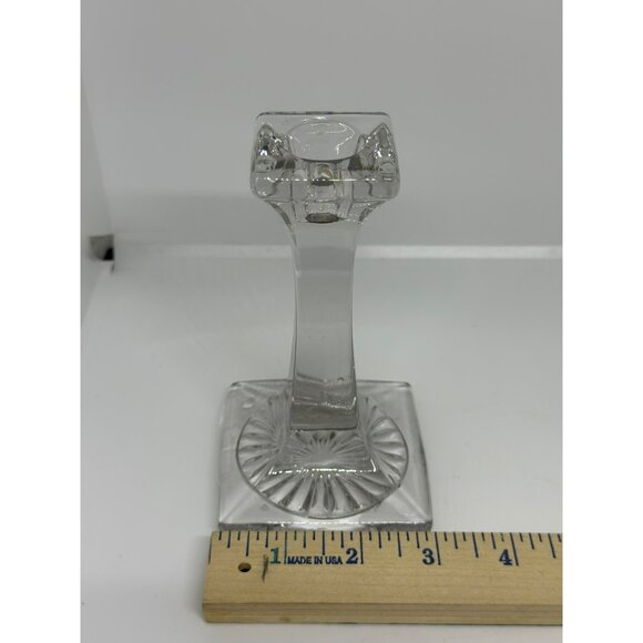 VTG Modern Crystal Square-Base Candlestick Holder – 3″×5.25″ Taper Candle Holder - Picture 6 of 6